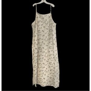 Whimsy + Row Butter Yellow Palm Tree Print Spaghetti Strap Linen Sun Dress Sz M